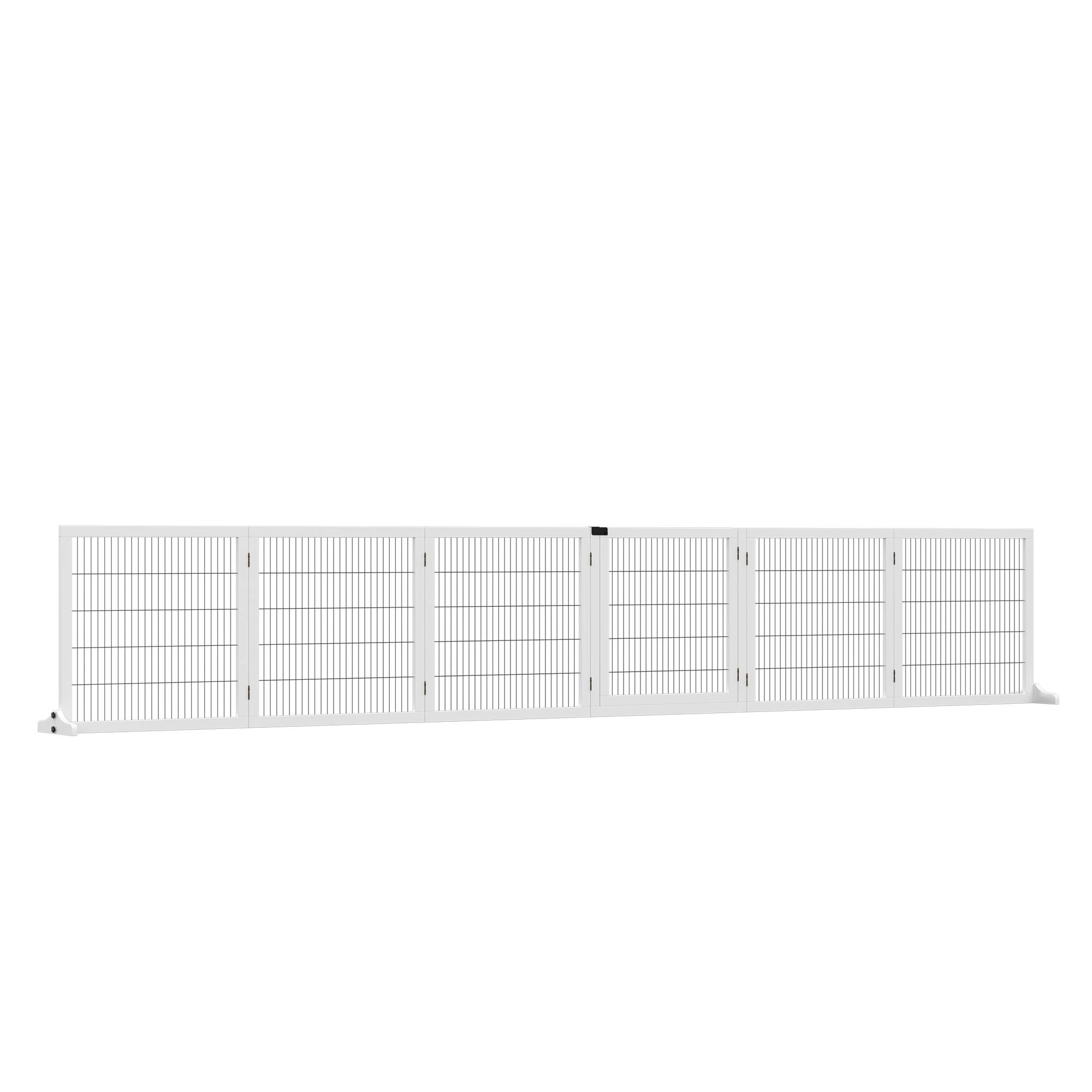 Barrière de sécurité pliante en bois pour chiens, pour escaliers et portes, avec support, 432 x 36 x 70 cm, blanche - Image 2