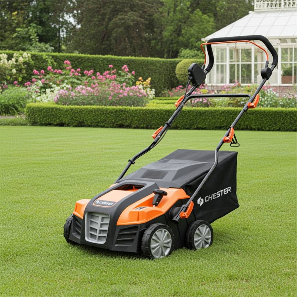 Chester - Scarificateur, Démousseur, Aérateur et Émousseur électrique 1800W CHESTER | 2 en 1 | Largeur 40cm | Entretien Gazon & Pelouse - Image 7