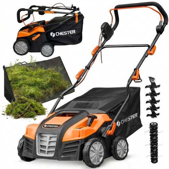 Chester - Scarificateur, Démousseur, Aérateur et Émousseur électrique 1800W CHESTER | 2 en 1 | Largeur 40cm | Entretien Gazon & Pelouse - Image 6