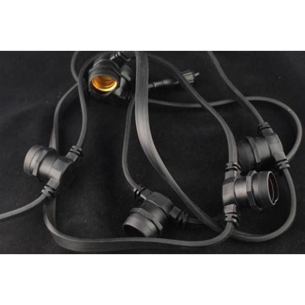 Guirlande guinguette extensible 30 M 30 culots IP65 câble plat noir caoutchouc extérieur - Image 4