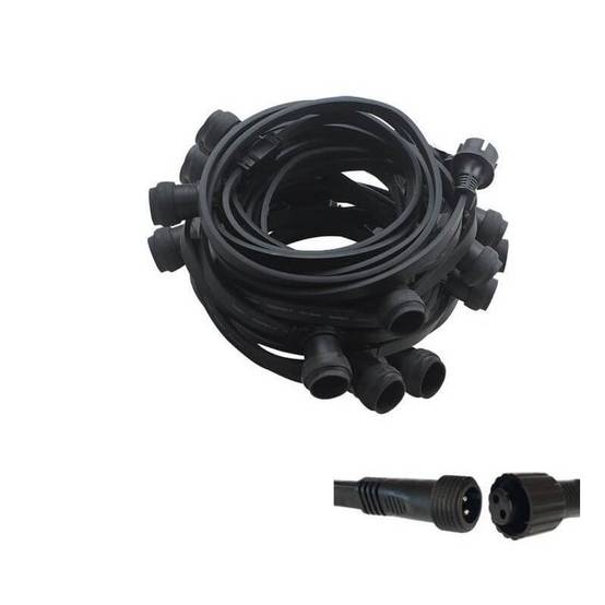 Guirlande guinguette extensible 30 M 30 culots IP65 câble plat noir caoutchouc extérieur - Image 1