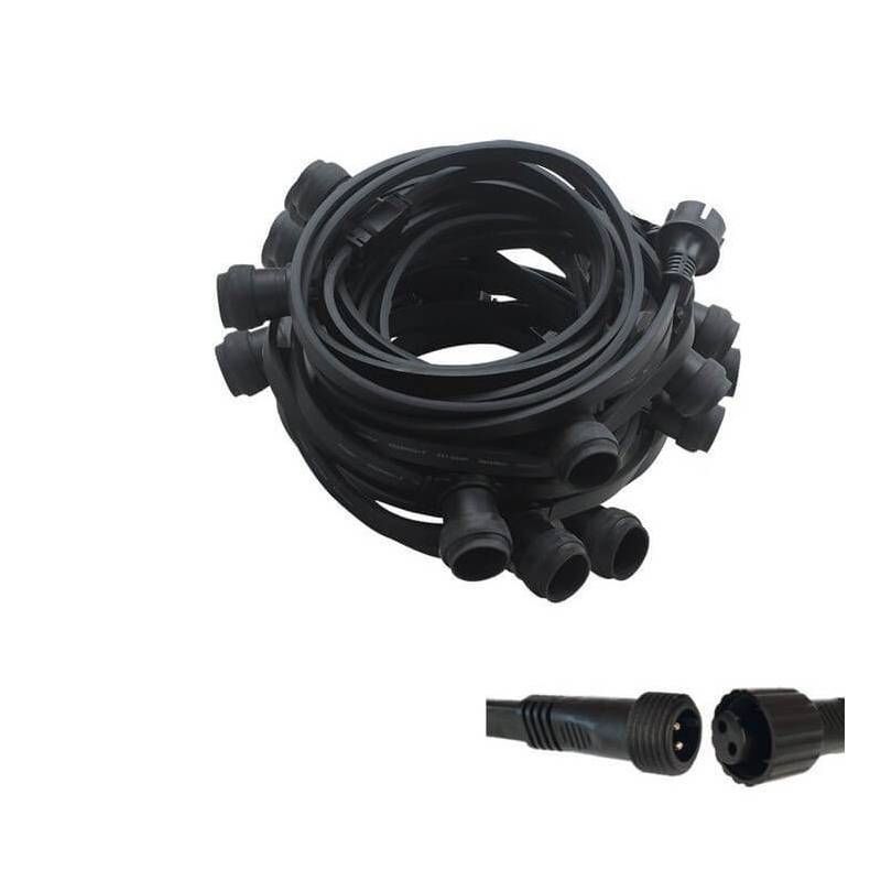 Guirlande guinguette extensible 30 M 30 culots IP65 câble plat noir caoutchouc extérieur - Image 1