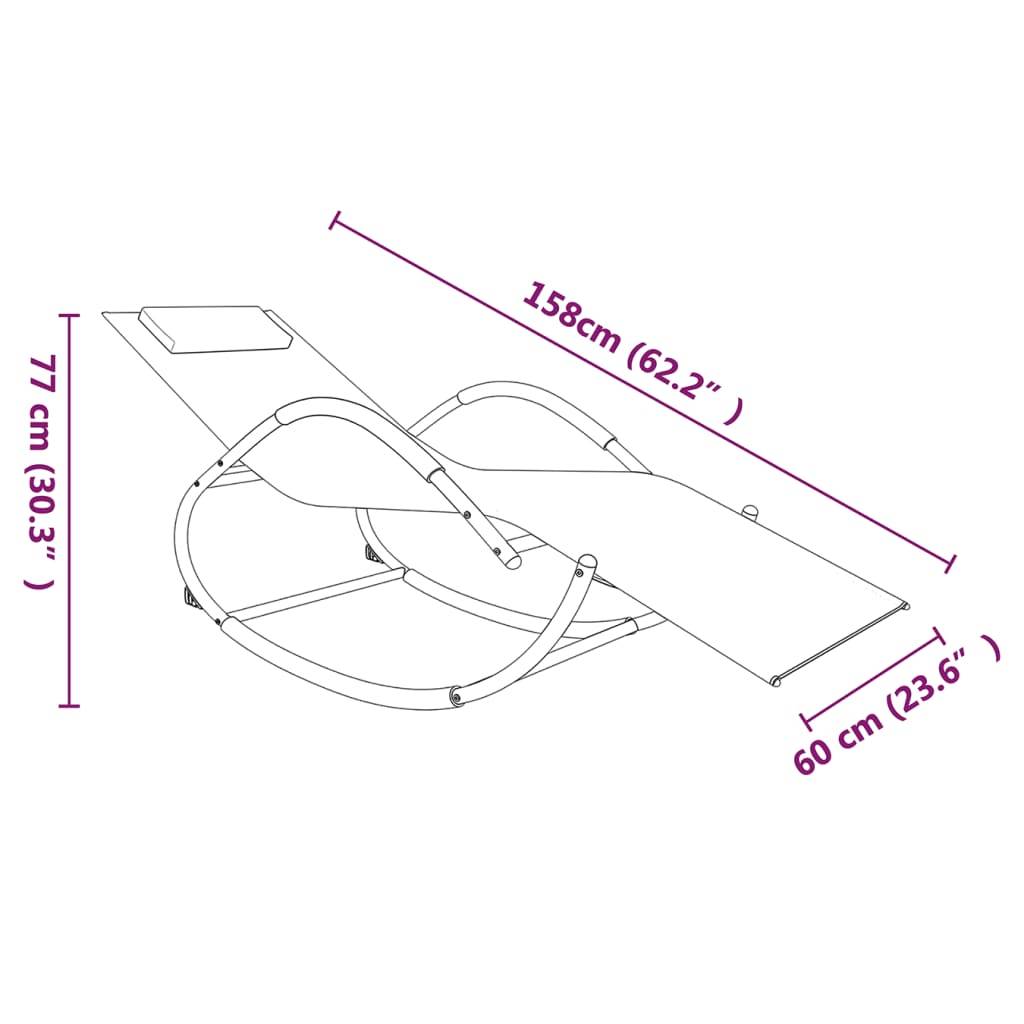 Helloshop26 - Transat chaise longue bain de soleil lit de jardin terrasse meuble d'extérieur à bascule gris acier et textilène - Image 5