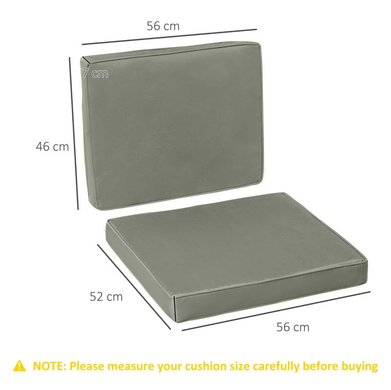 Lot 2 Coussins Assise et Dossier Polyester Jardin Déhoussable 56x52x7cm Gris Foncé - ComfortXL Outdoor Living - Image 3