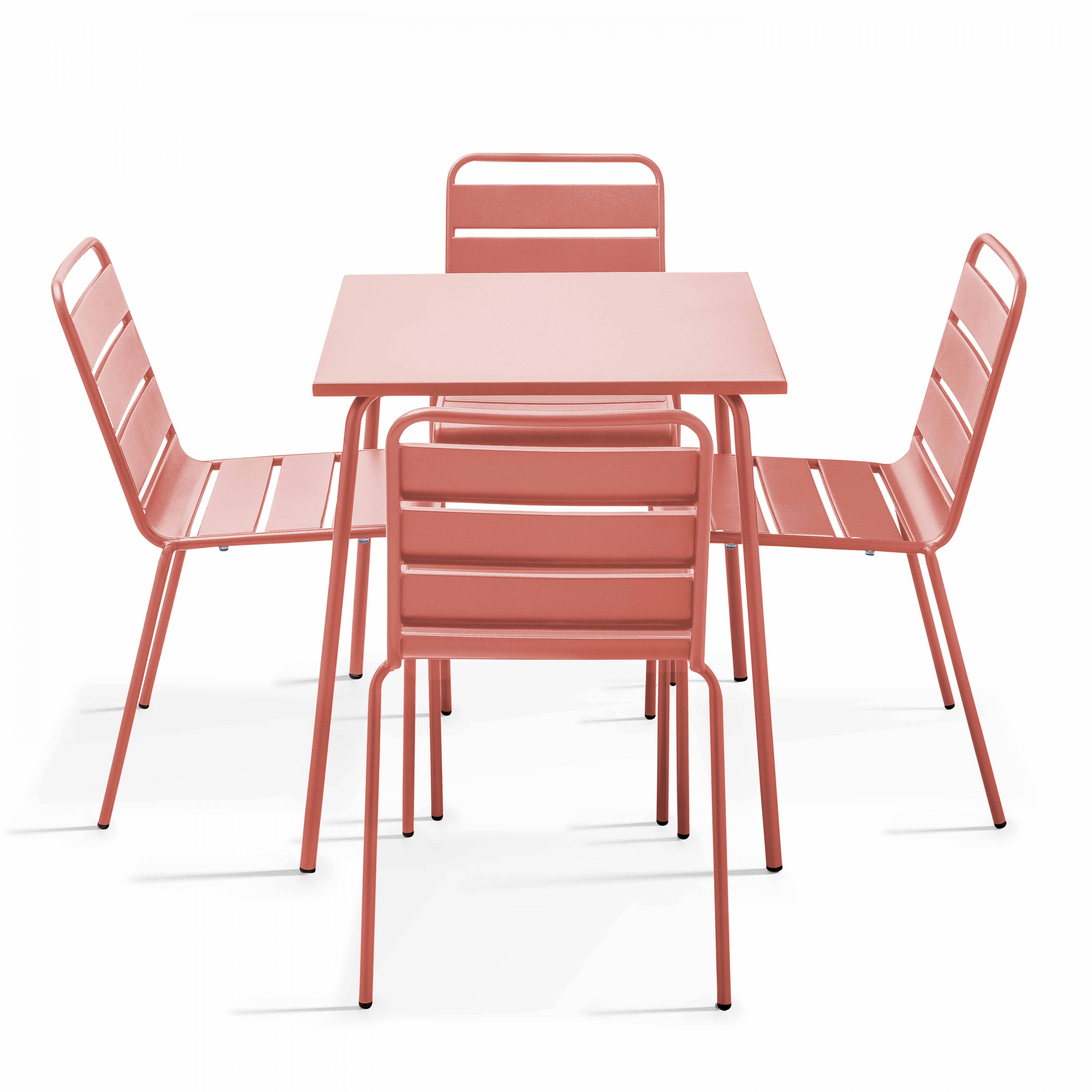 Oviala - Ensemble table de jardin et 4 chaises en métal argile Palavas - Oviala - Image 1