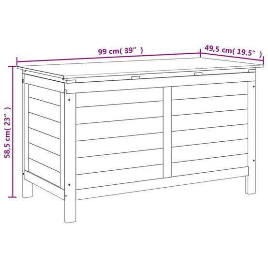 Coffre de rangement - Boîte de rangement extérieure - Coffre de jardin 100x50x58 cm bois massif sapin - Image 8
