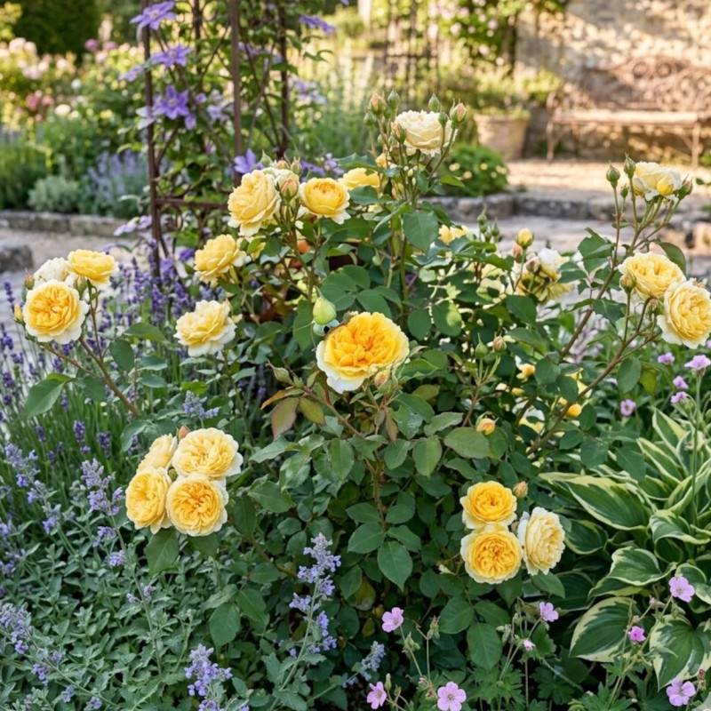 Rosier ancien Molineux® 'Ausmol' à fleurs Jaune/ - feuillage Caduc - Pot de 3L - 20/40 cm - Image 4