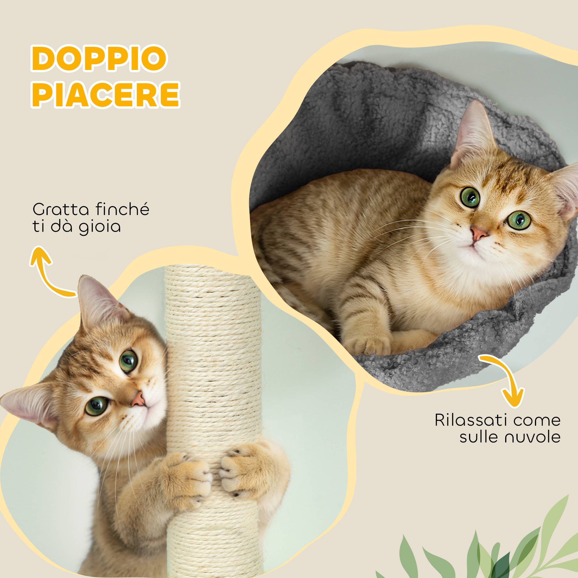 Sans Marque - Arbre chat plafond 220-240 cm hamac maisonnette plateformes fleuries poteaux sisal gris - Image 10