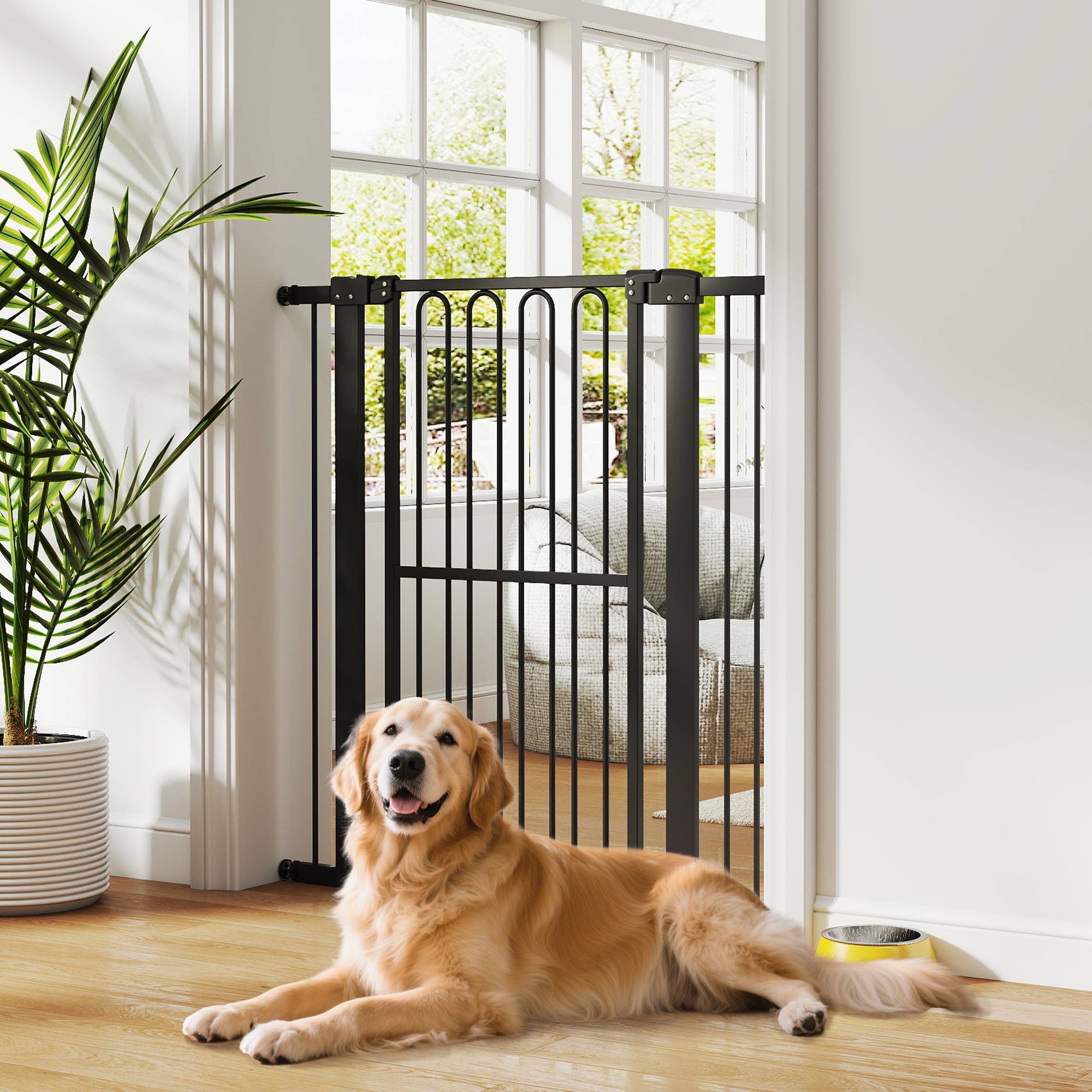 Sans Marque - Barrière de porte pour chien, 76-104 cm, sans perçage, pour escaliers - Image 4