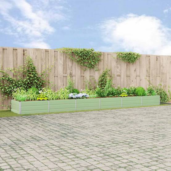 Jardinière acier galvanisé vert pastel 580 x 100 x 45 cm - PANGIVO - Image 1