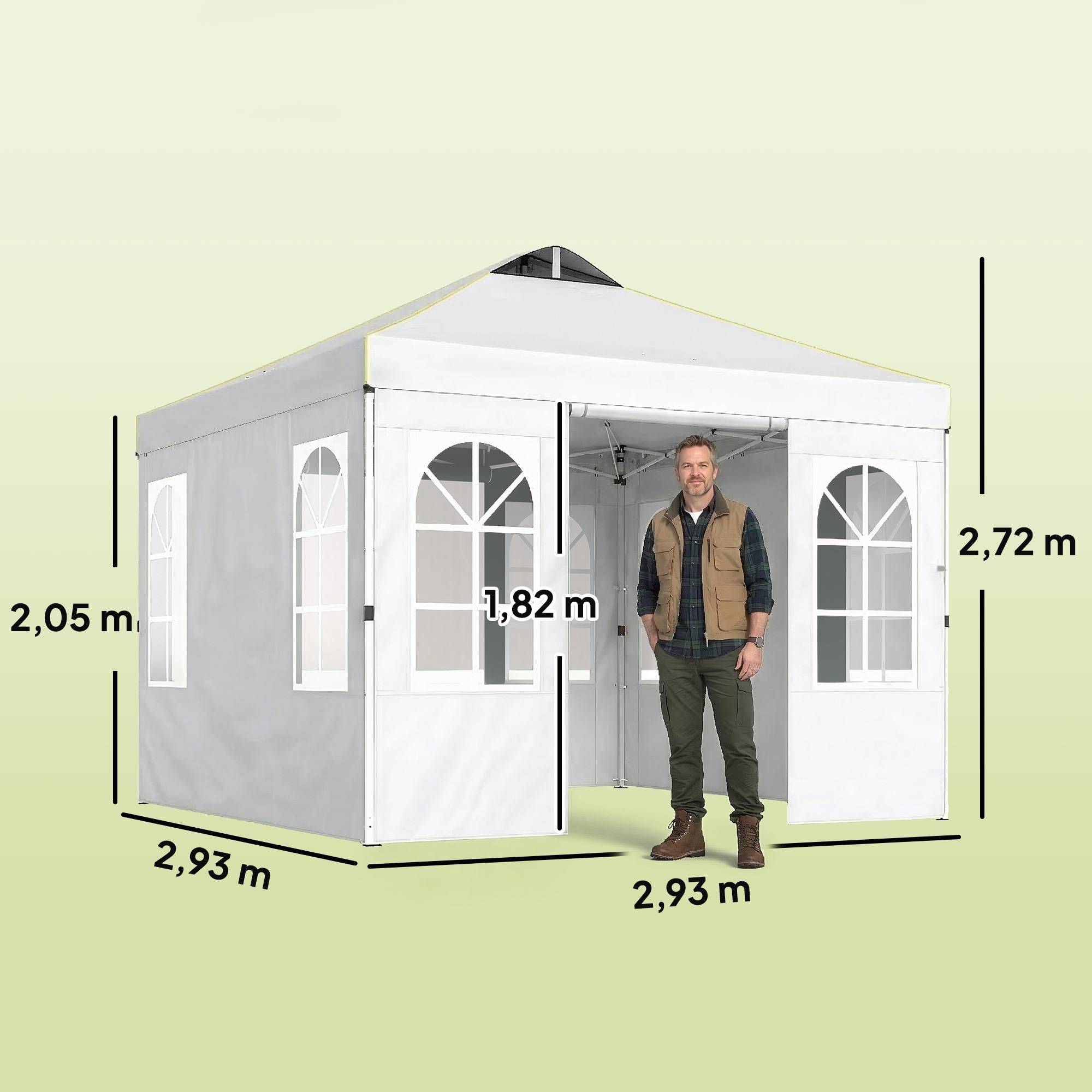 Tente blanche 3x3 m avec 4 panneaux latéraux amovibles UPF50+, abri design sobre pour jardin pratique et modulable - Image 5