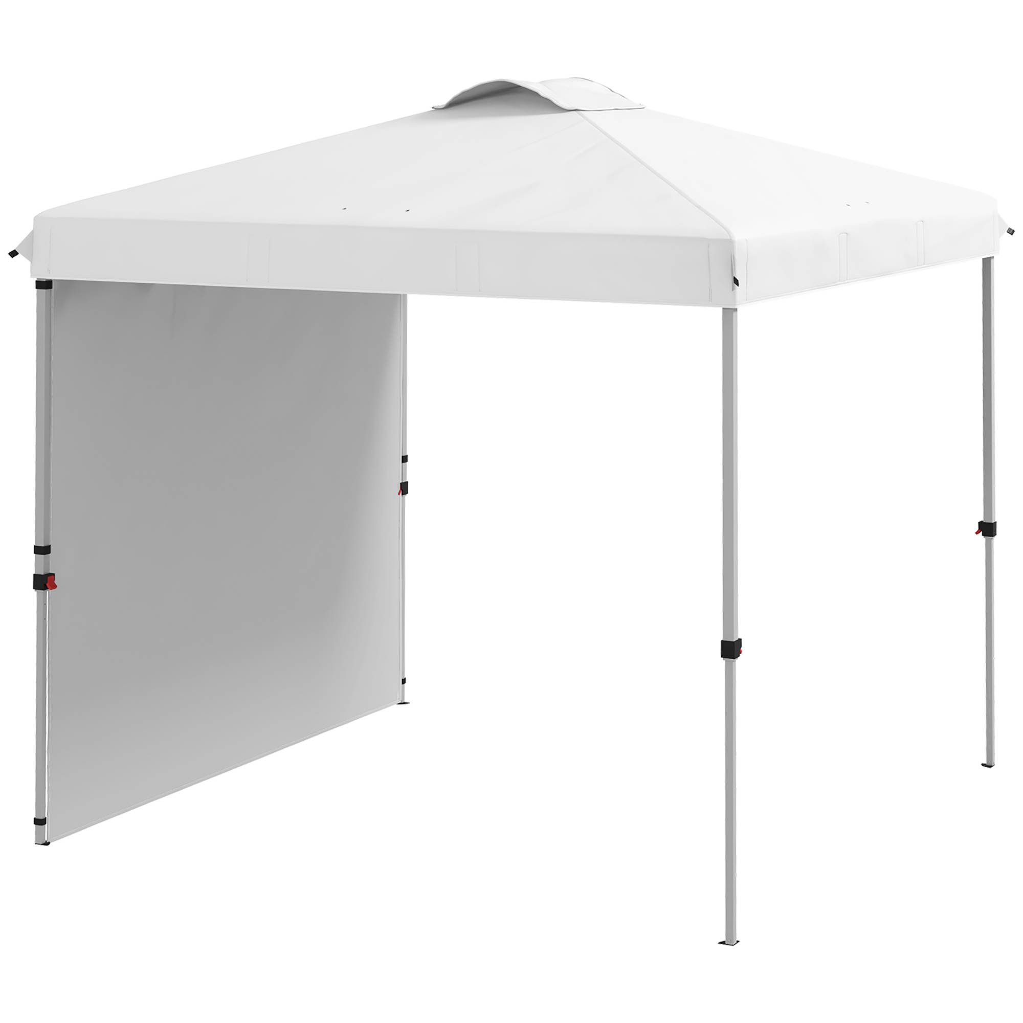 Tente de jardin pliante 2,5 x 2,5 m, hauteur réglable, protection UV, 1 paroi latérale et sacs de lestage, blanche - Image 2
