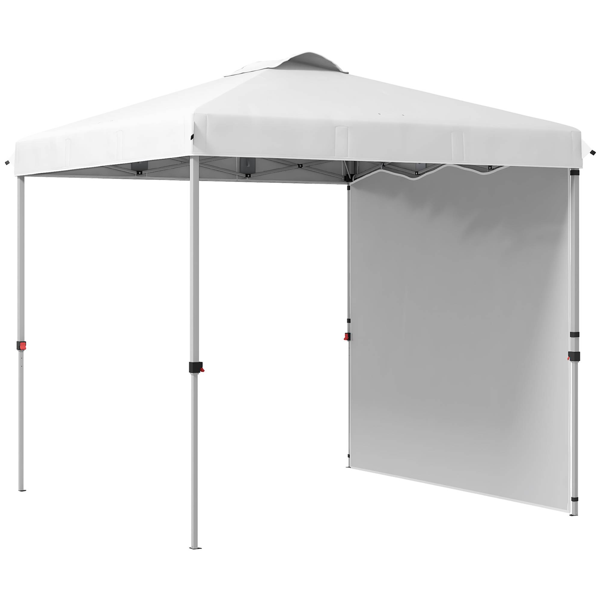 Tente de jardin pliante 2,5 x 2,5 m, hauteur réglable, protection UV, 1 paroi latérale et sacs de lestage, blanche - Image 1