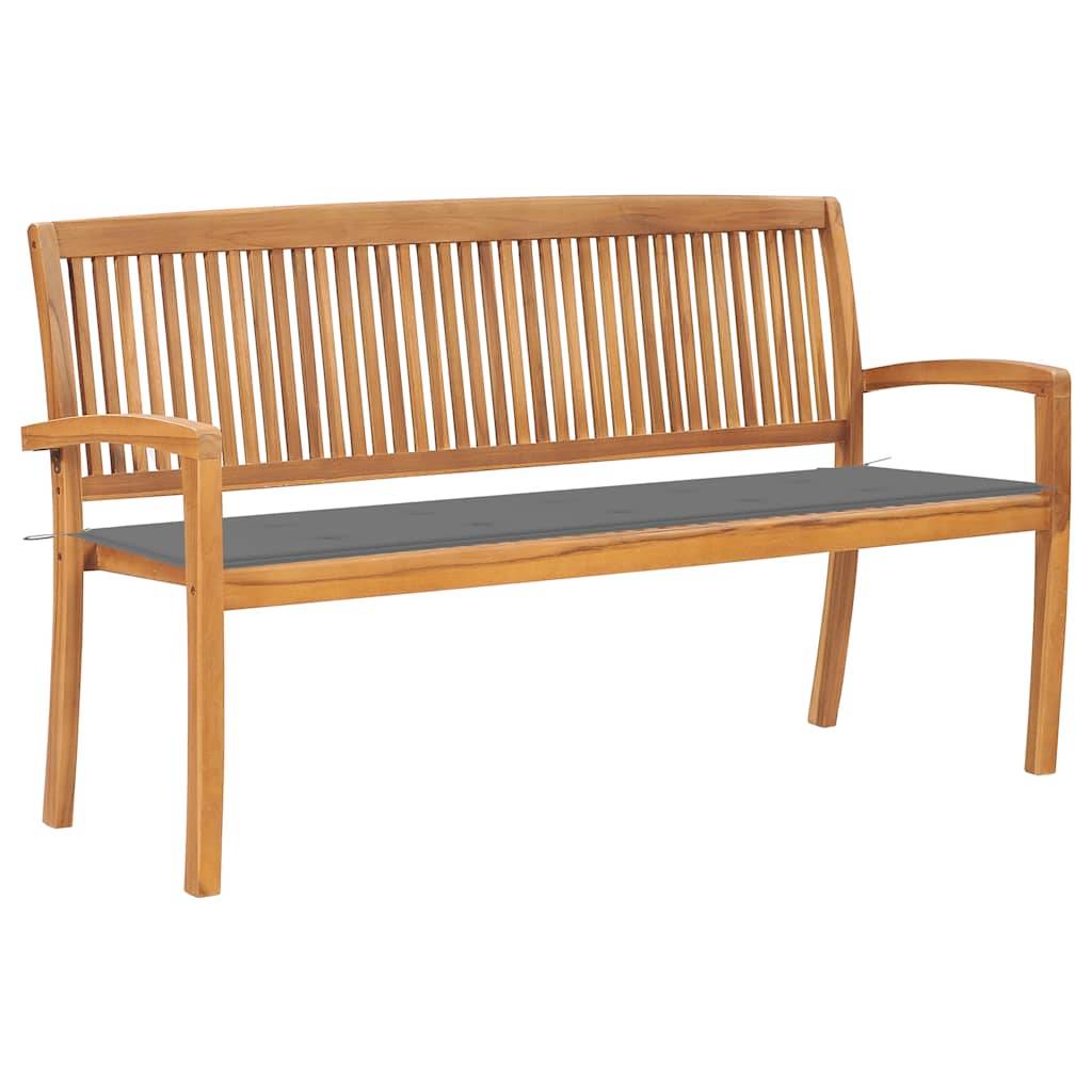 PANGIVO - Banc de jardin bois de teck naturel et gris 159 x 57.5 x 90 cm - PANGIVO - Image 1