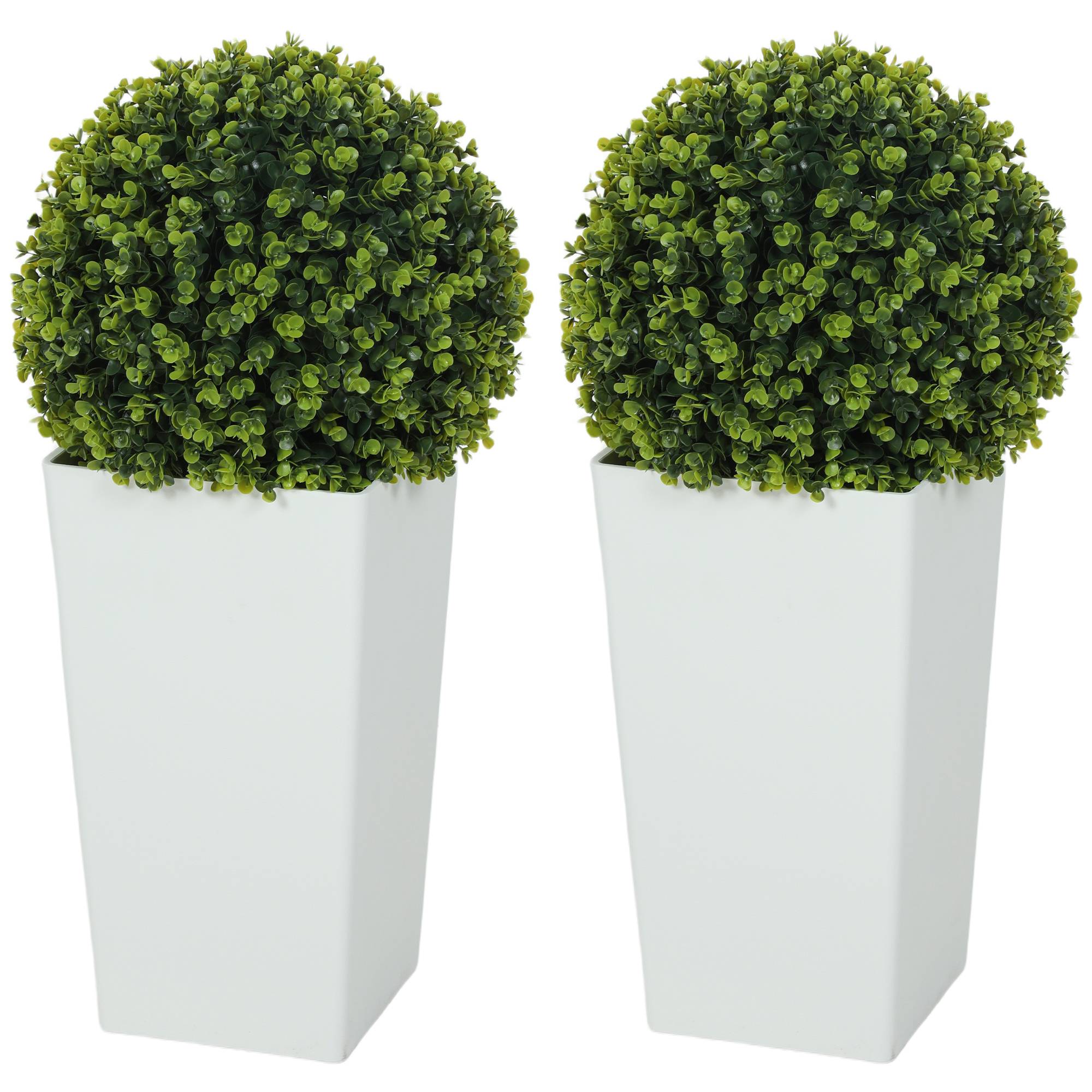 Sans Marque - Lot 2 boules d'eucalyptus 65cm, protection UV, 330 feuilles, pot, vert - Image 2