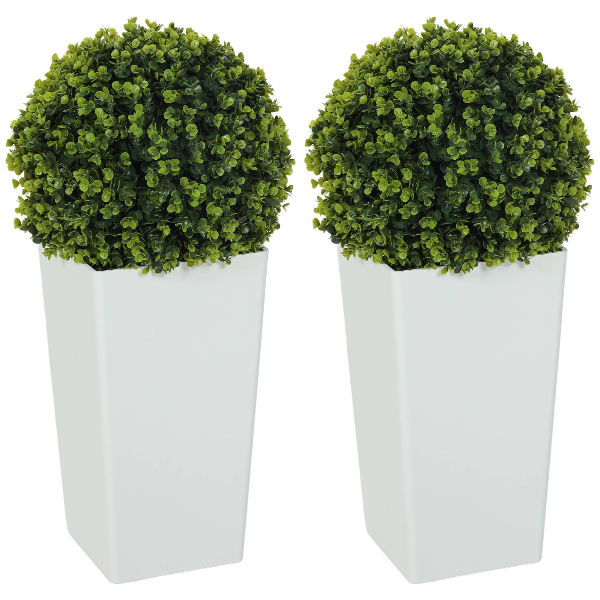 Sans Marque - Lot 2 boules d'eucalyptus 65cm, protection UV, 330 feuilles, pot, vert - Image 1