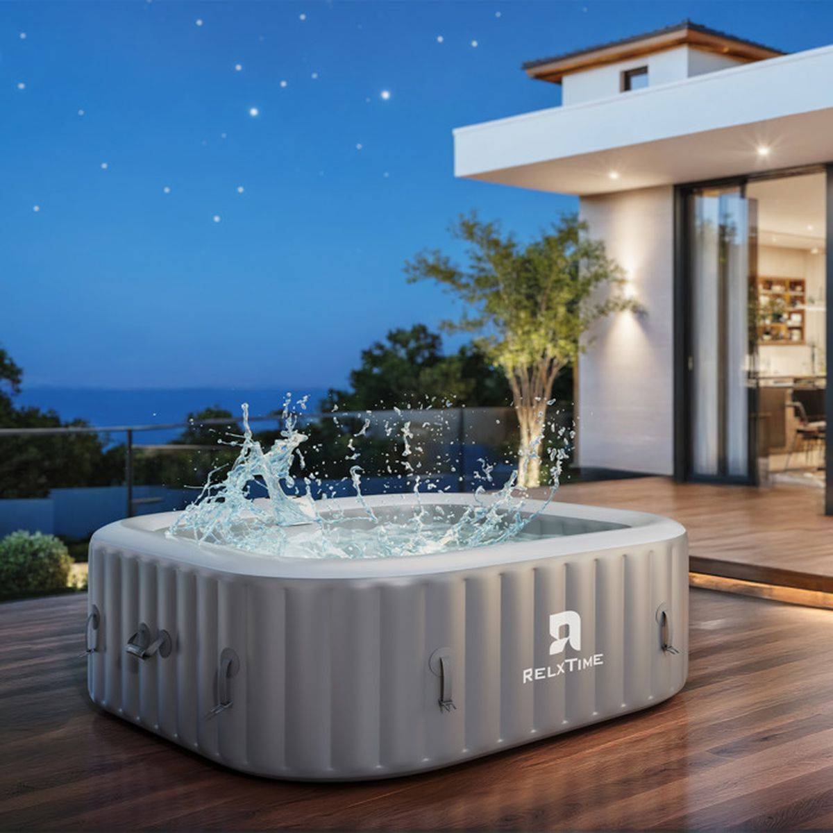Spa gonflable carré 6 places DuraSquare Pro 185x185x65 cm, 130 AirJets, kit 15 pièces - RELXTIME - Image 6