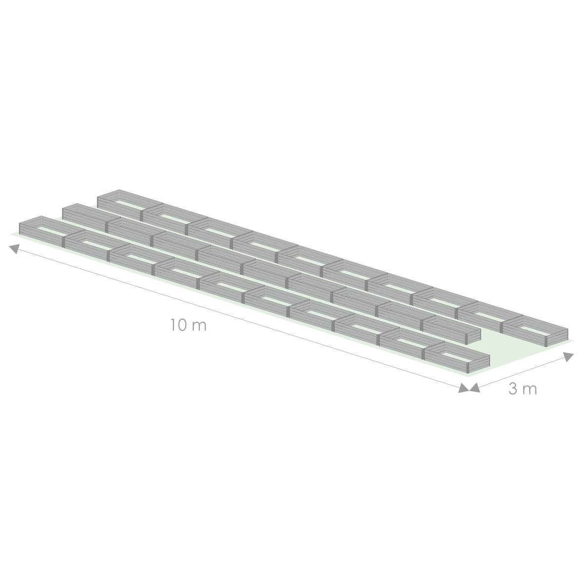 Kit de jardinière surélevées pour une serre 3x10 m, acier galvanisé, Klasika Greenhouses - Image 2