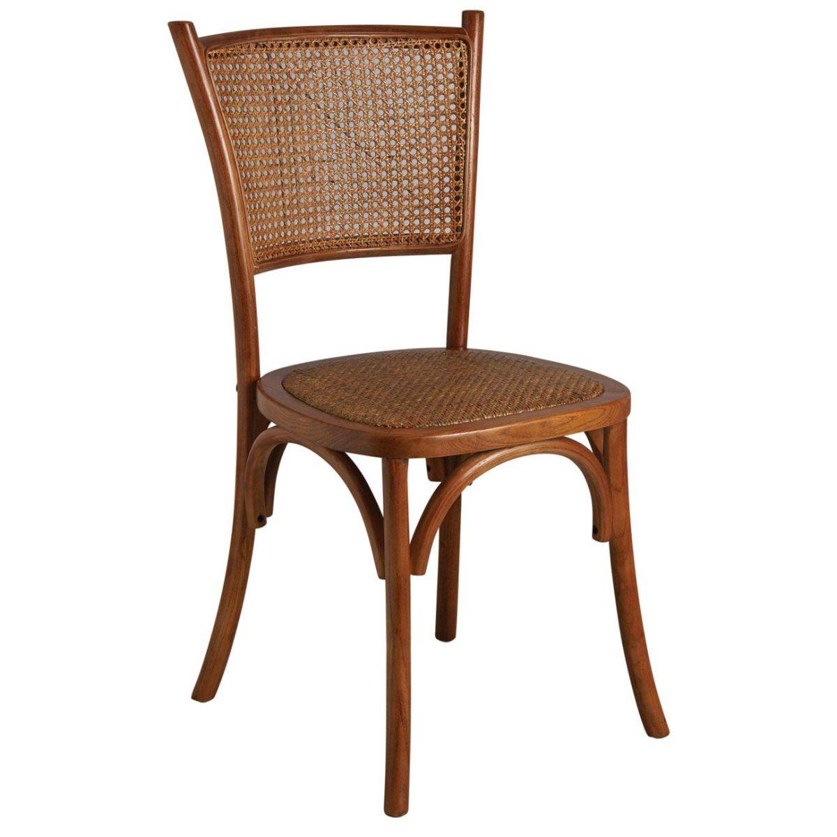 Aubry Gaspard - Chaise en hêtre et rotin avec dossier en cannage unitaire - Image 1