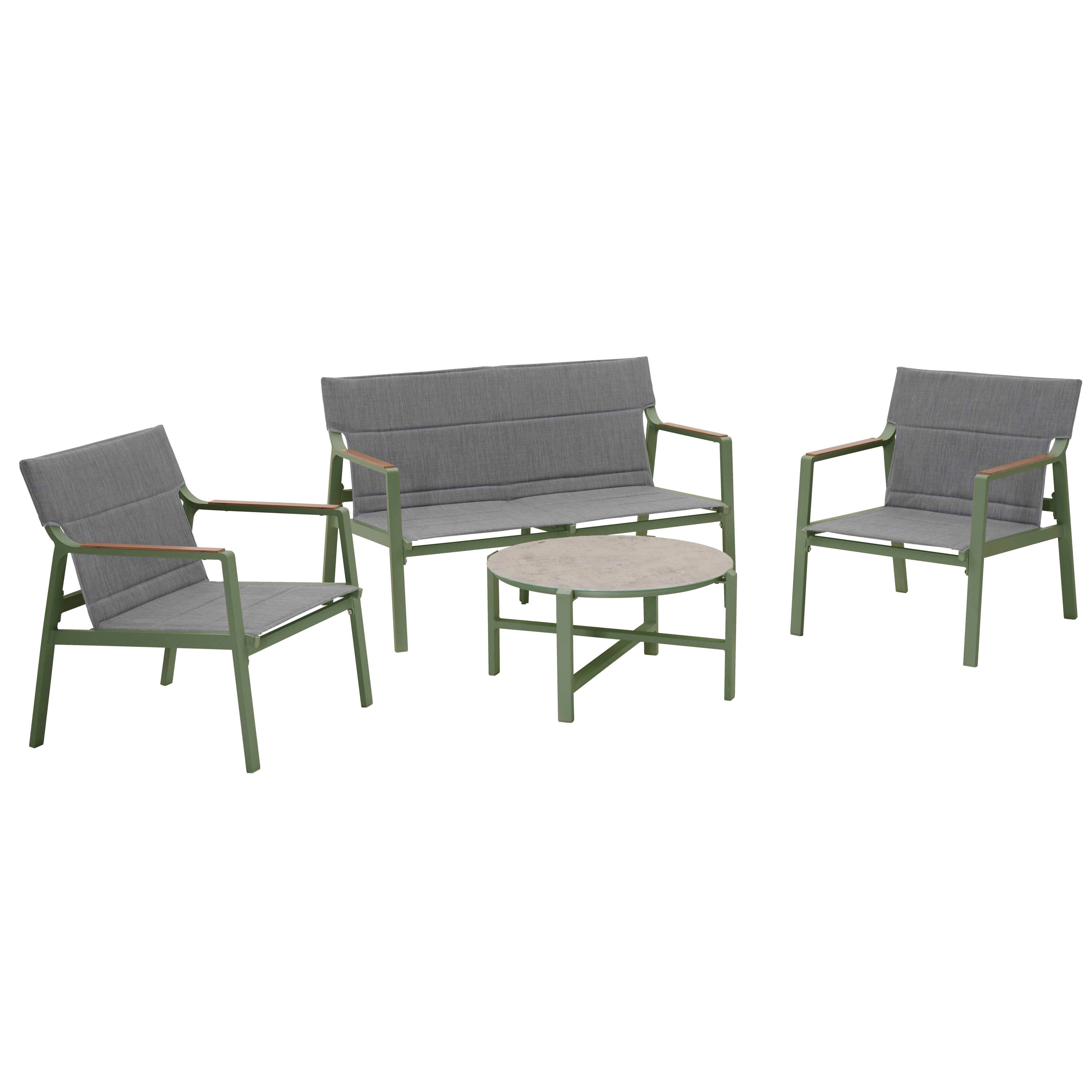 Oviala - Salon de jardin 4 places en aluminium vert kaki Leki - Oviala