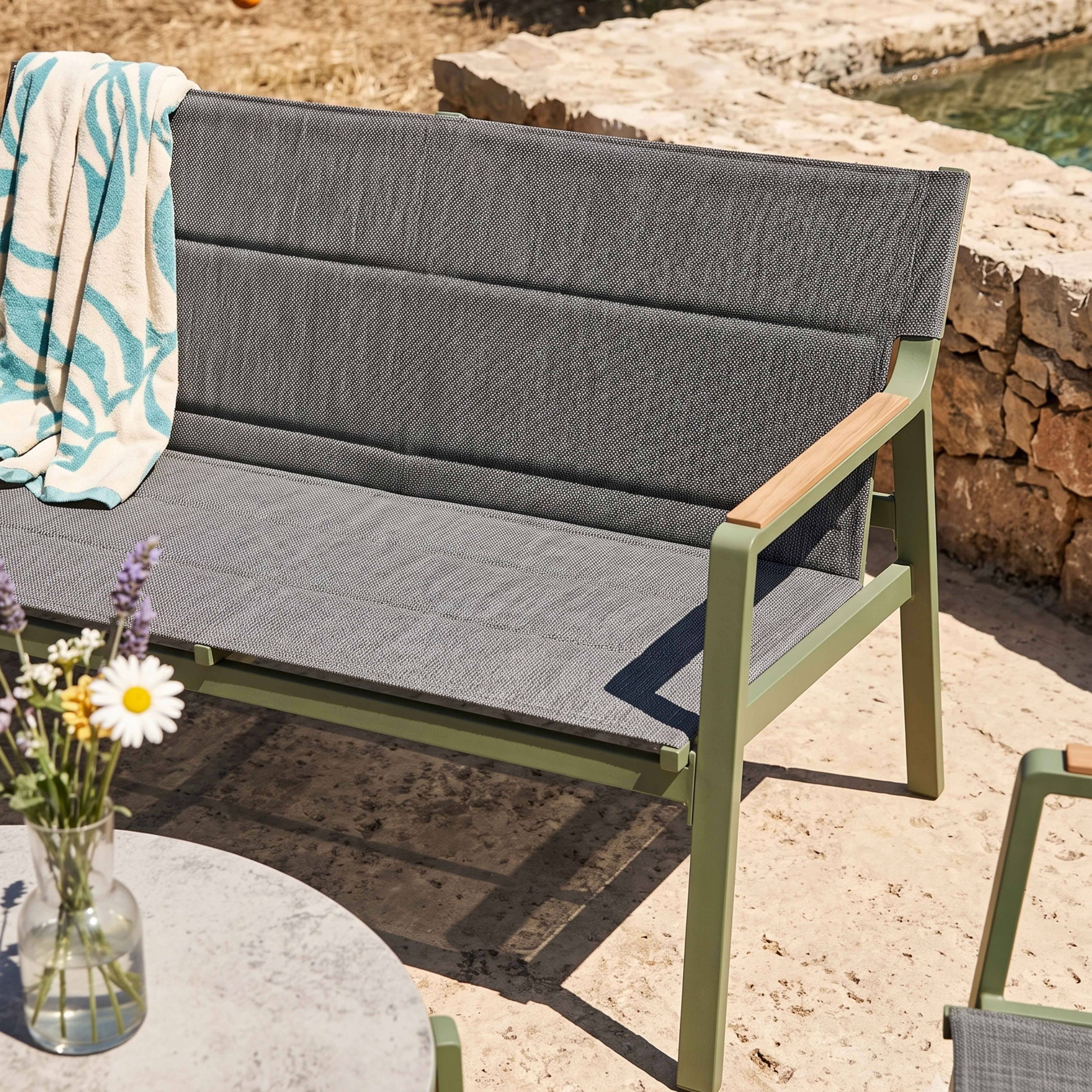 Oviala - Salon de jardin 4 places en aluminium vert kaki Leki - Oviala - Image 3