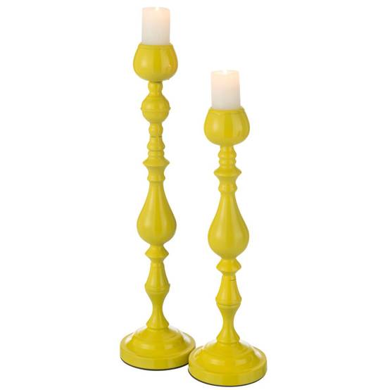 Bougeoir en Métal "Monarchy" 57cm Jaune - Image 4