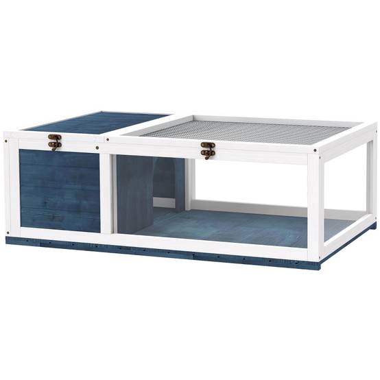Habitat tortues de terre enclos extérieur 91 x 60.5 x 32 cm bois de sapin bleu - PANGIVO - Image 1