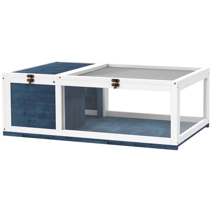 Habitat tortues de terre enclos extérieur 91 x 60.5 x 32 cm bois de sapin bleu - PANGIVO - Image 1