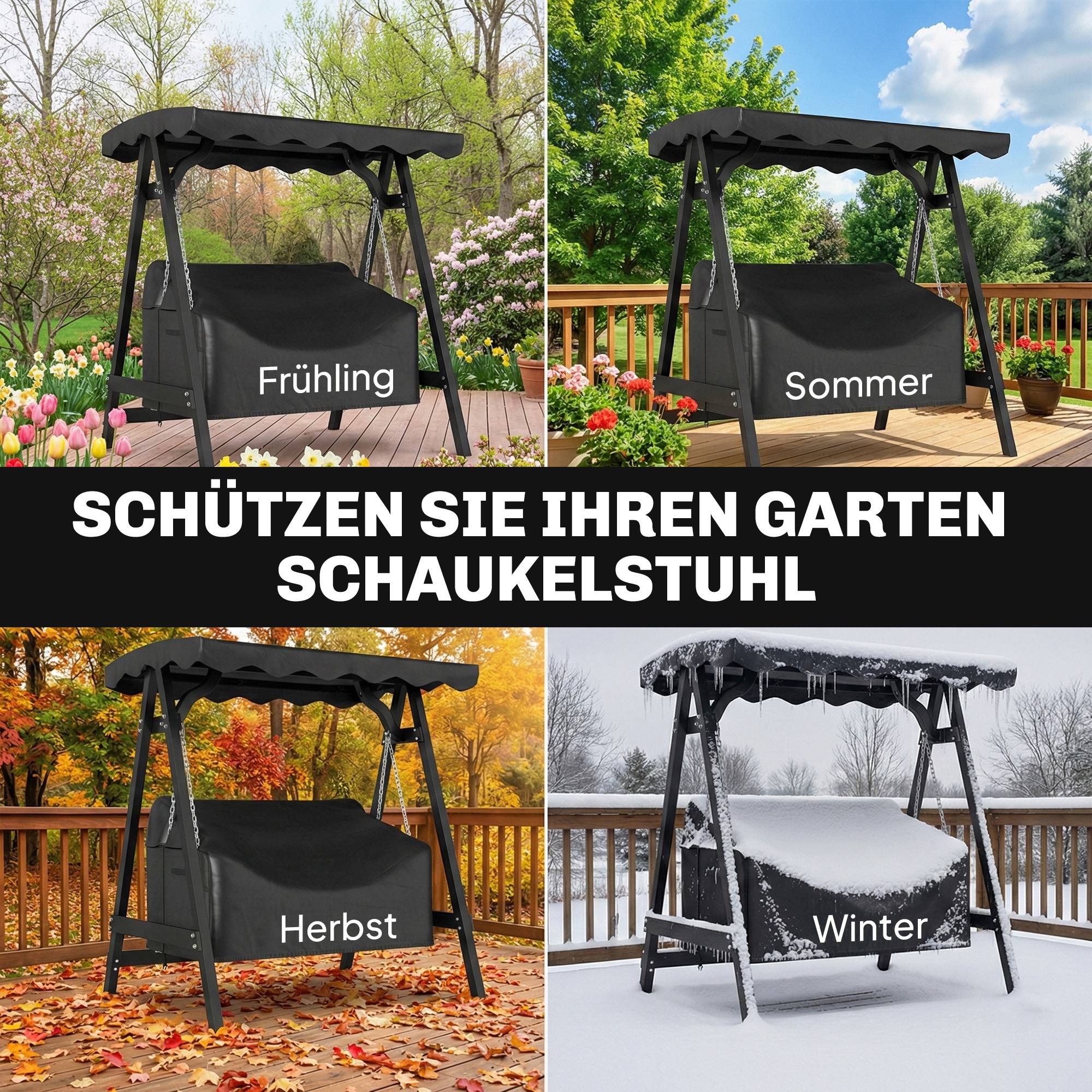 Housse balancelle 2 places Tissu Oxford 420D Extérieur Imperméable anti-UV 142x76x81cm Noir - ComfortXL Outdoor Living - Image 6