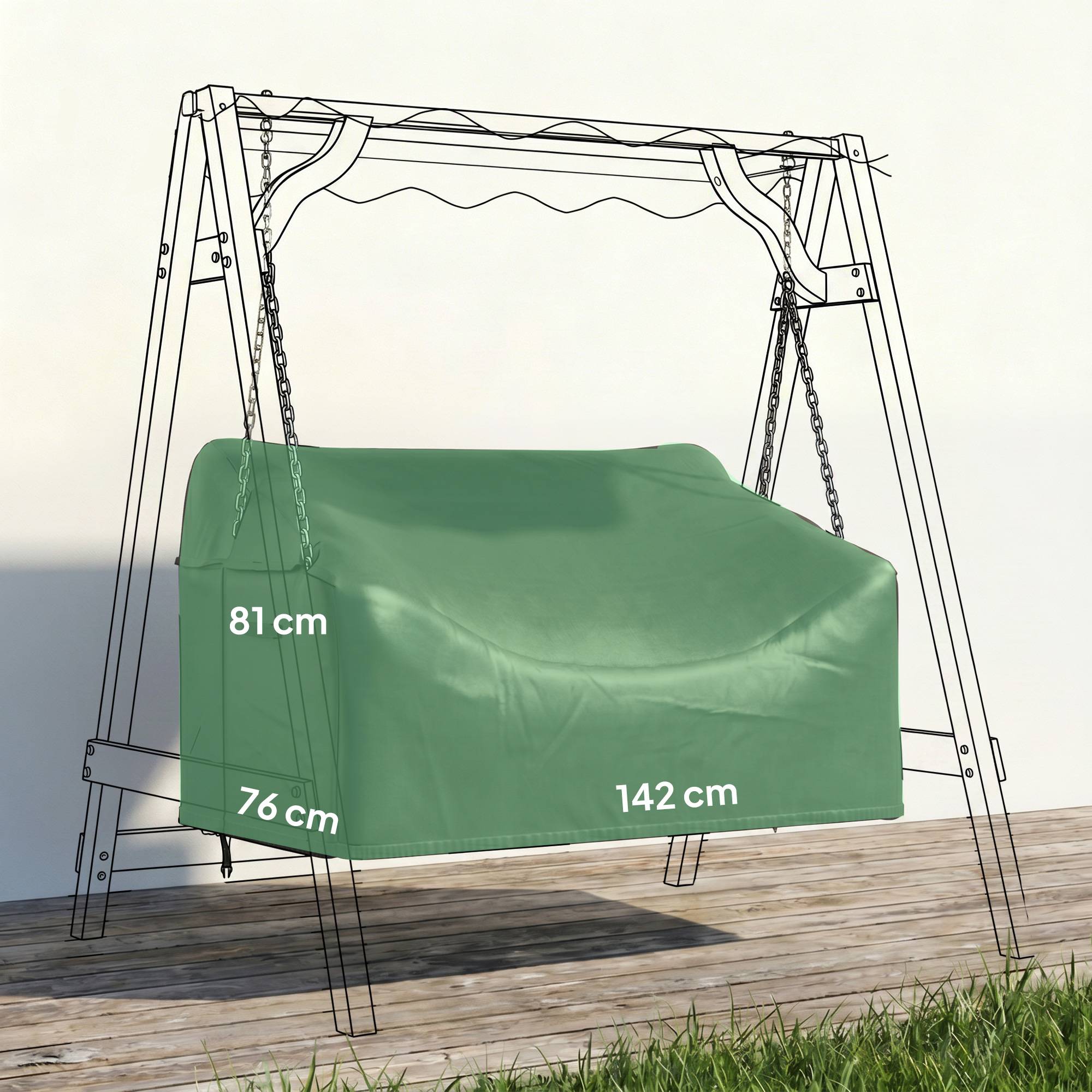Housse balancelle 2 places Tissu Oxford 420D Extérieur Imperméable anti-UV 142x76x81cm Noir - ComfortXL Outdoor Living - Image 5