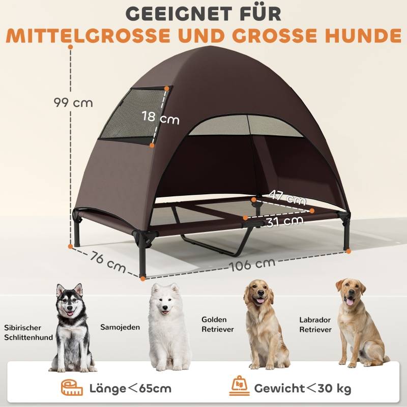 PANGIVO - Lit chien extérieur surélevé avec toit 106 x 76 x 99 cm polyester - PANGIVO - Image 3