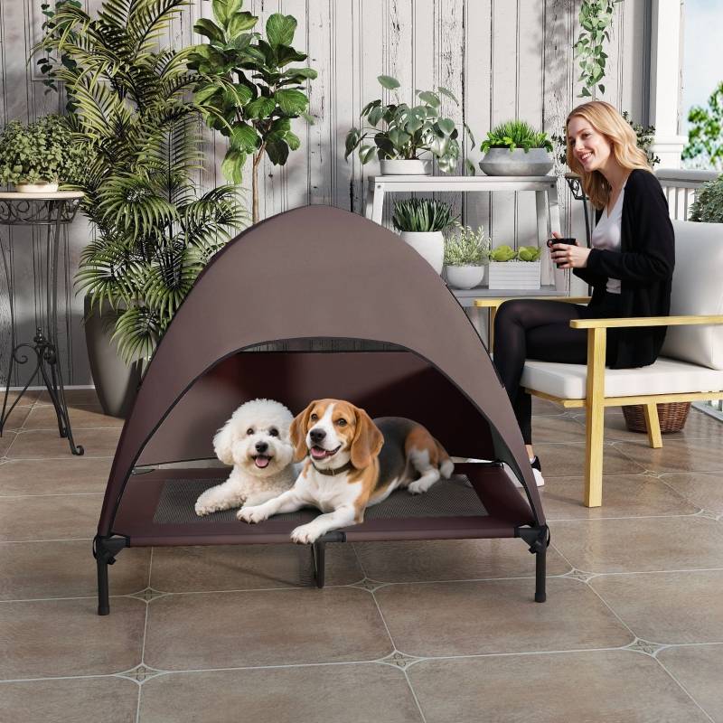 PANGIVO - Lit chien extérieur surélevé avec toit 106 x 76 x 99 cm polyester - PANGIVO - Image 8