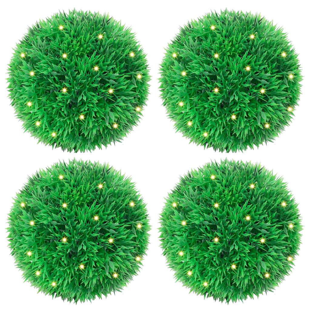 Boules de buis artificielles avec LED polyéthylène vert 12 x 12 x 12 cm, poids:0.9kg - PANGIVO - Image 1