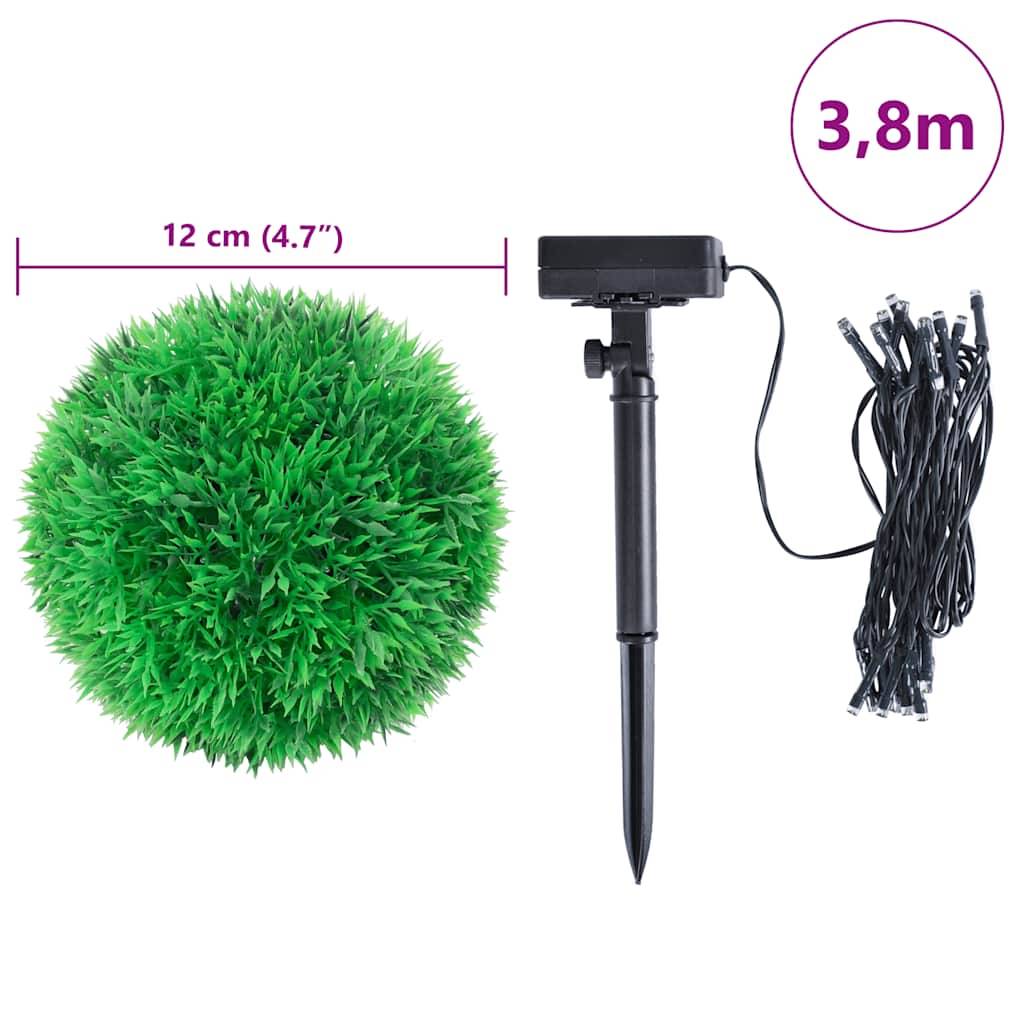 Boules de buis artificielles avec LED polyéthylène vert 12 x 12 x 12 cm, poids:0.9kg - PANGIVO - Image 9
