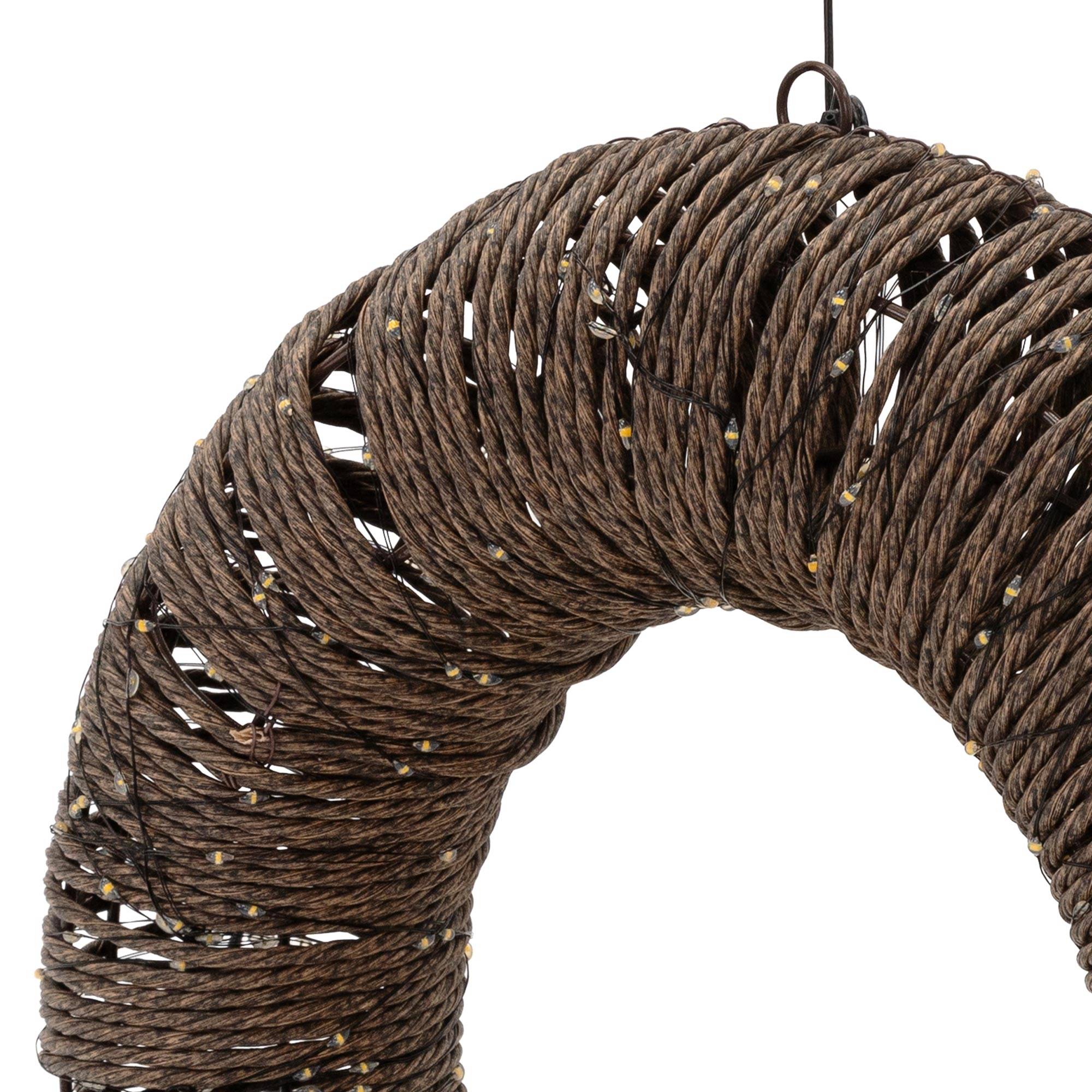Ecd-Germany - Couronne lumineuse de Noël LED Ø 38 cm, 400 lumières blanc chaud, effet scintillant, en corde et métal, minuterie intégrée, intérieur / extérieur - Image 3