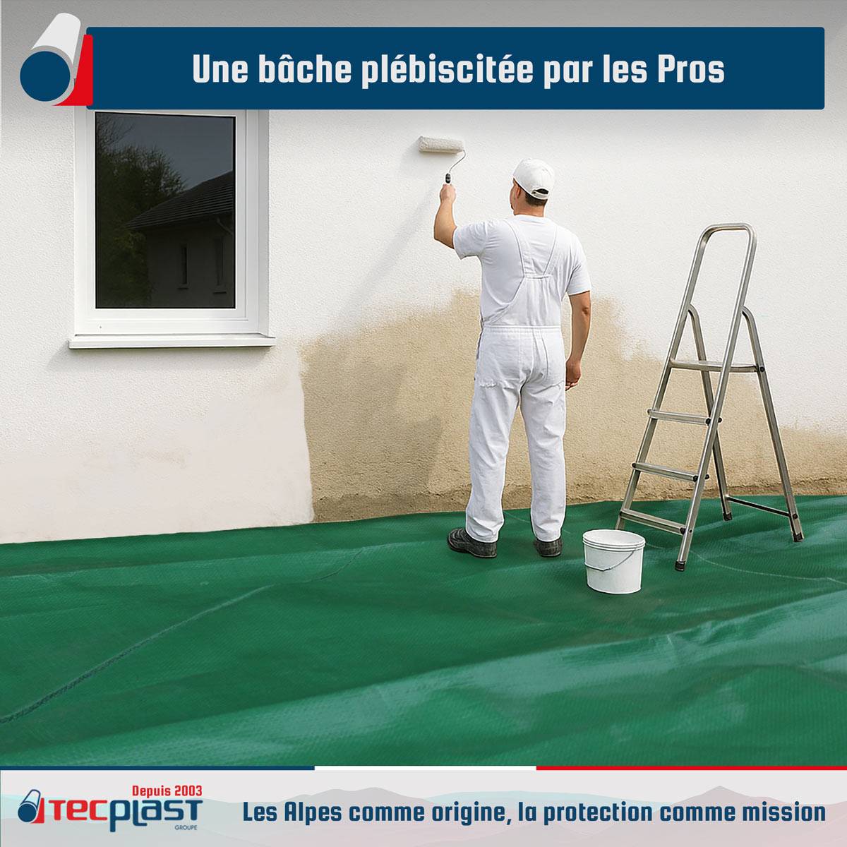 Tecplast - Bâche Peinture 3x5 m HQ250PE Verte et Marron - Haute Performance - Bâche de protection Peinture pour sol et meuble TECPLAST - Image 2
