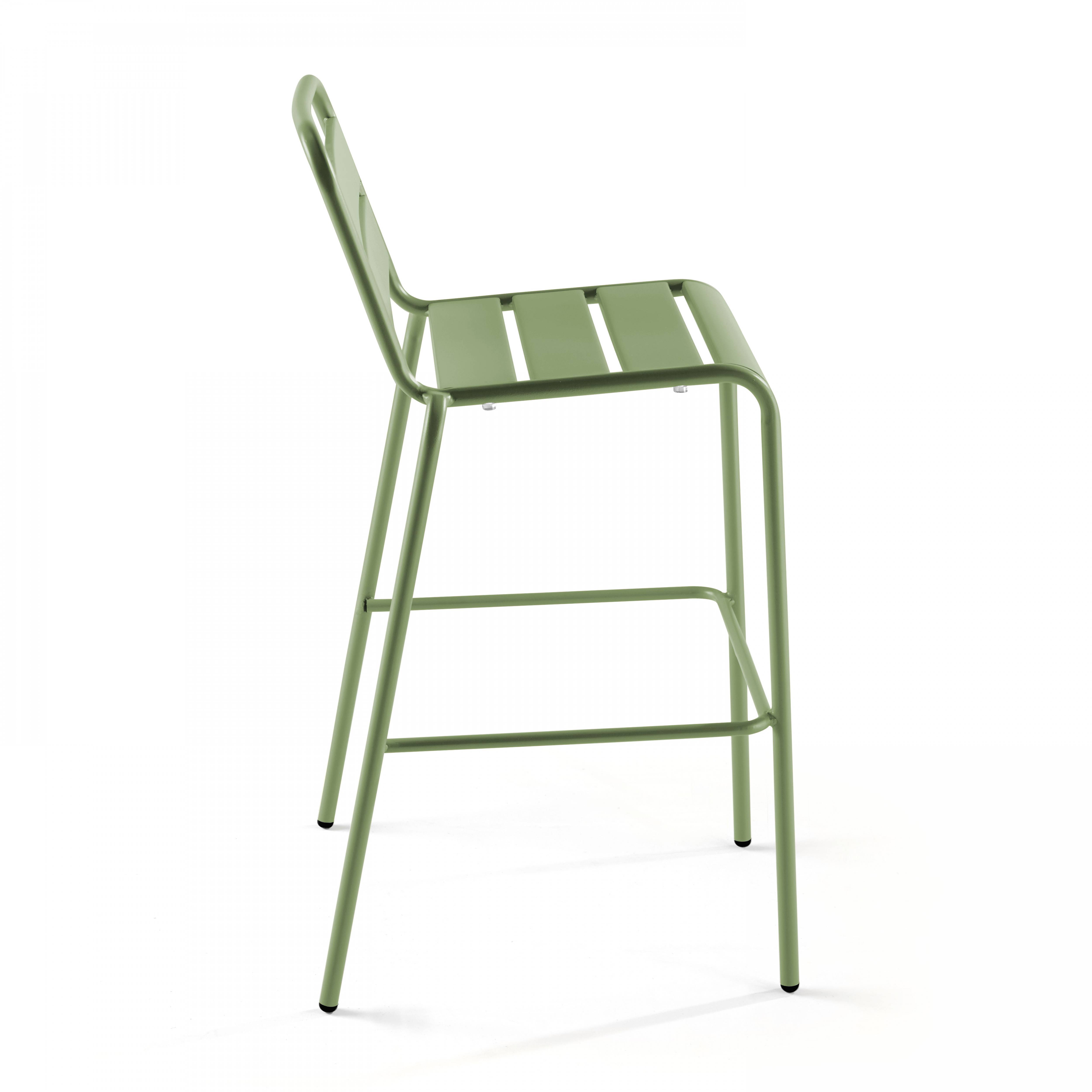 Oviala - Ensemble table de bar et 4 chaises hautes en métal vert cactus Palavas - Oviala - Image 6
