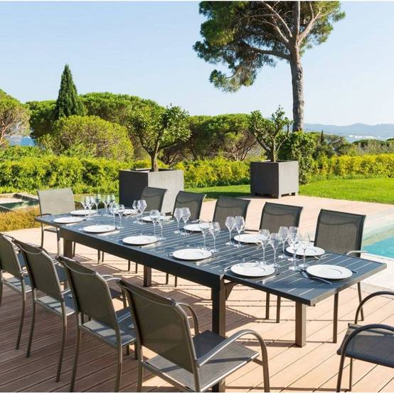 Hesperide - Table de jardin extensible "Piazza" graphite 12 places en aluminium traité époxy Hespéride - Image 7