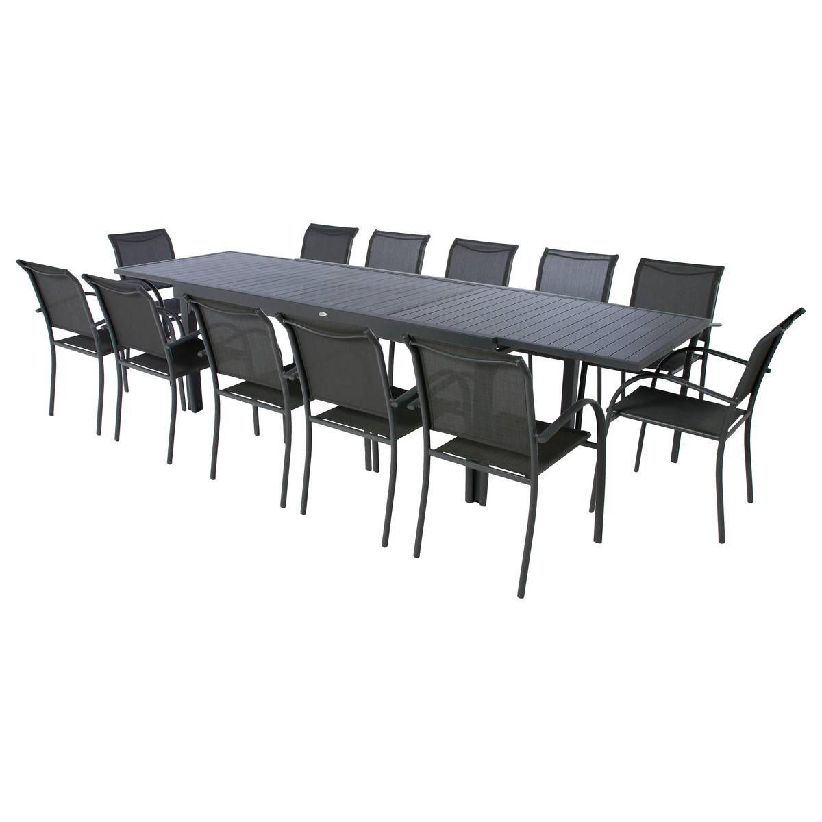 Hesperide - Table de jardin extensible "Piazza" graphite 12 places en aluminium traité époxy Hespéride - Image 4