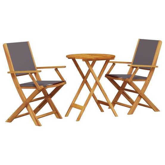 Maison Chic - Ensemble 3 pcs de bistro - Salon De Jardin - Mobilier extérieur anthracite tissu et bois massif MI473 - Image 1