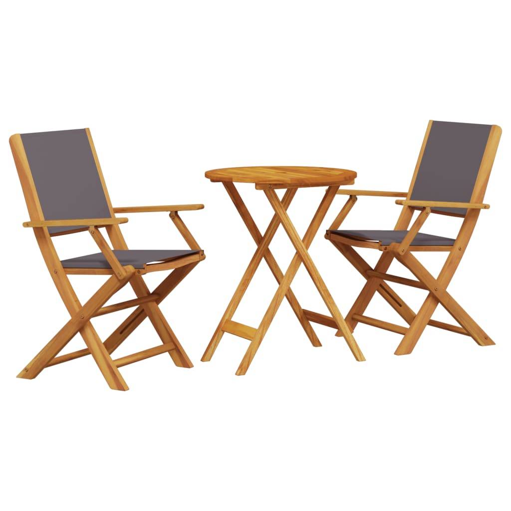Maison Chic - Ensemble 3 pcs de bistro - Salon De Jardin - Mobilier extérieur anthracite tissu et bois massif MI473 - Image 1