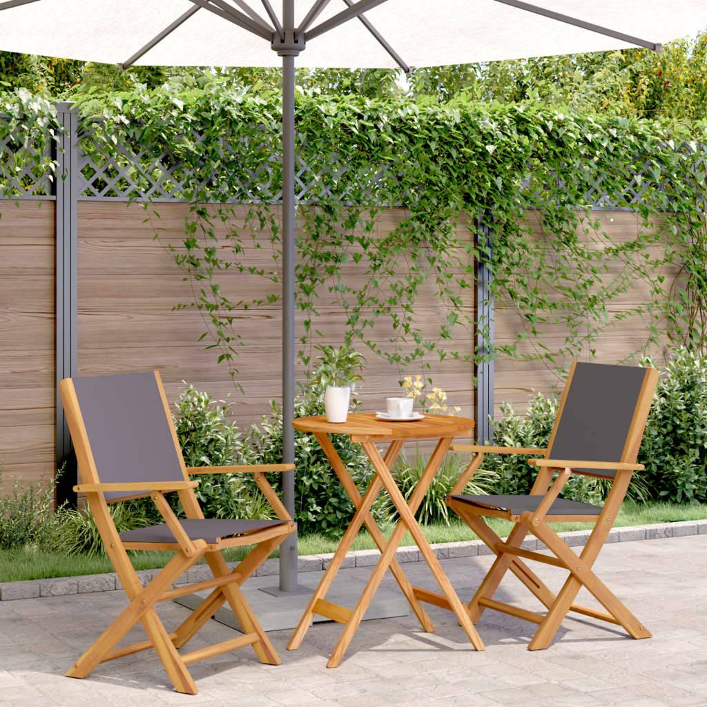 Maison Chic - Ensemble 3 pcs de bistro - Salon De Jardin - Mobilier extérieur anthracite tissu et bois massif MI473 - Image 2