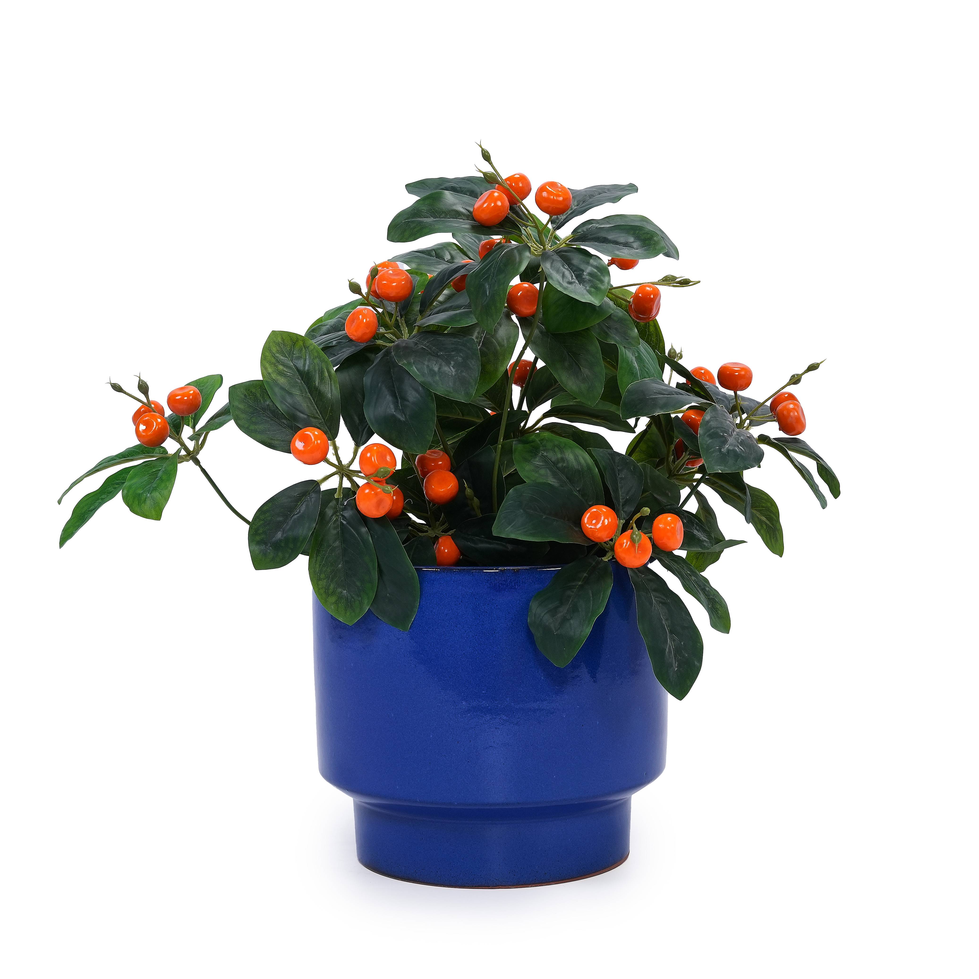 PANGIVO - Ensemble de 3 pots de fleurs en céramique, finition bleue unie, Ø 38,1/30,5/22,9 cm - PANGIVO - Image 8