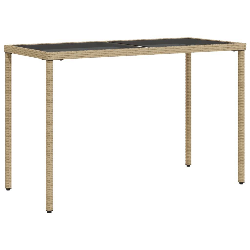 PANGIVO - Table de jardin poly rotin beige avec verre trempé 115 x 54 x 74 cm - PANGIVO - Image 2