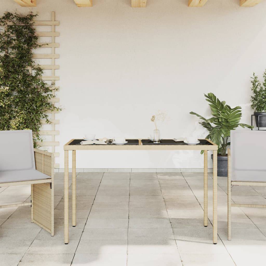 PANGIVO - Table de jardin poly rotin beige avec verre trempé 115 x 54 x 74 cm - PANGIVO - Image 3