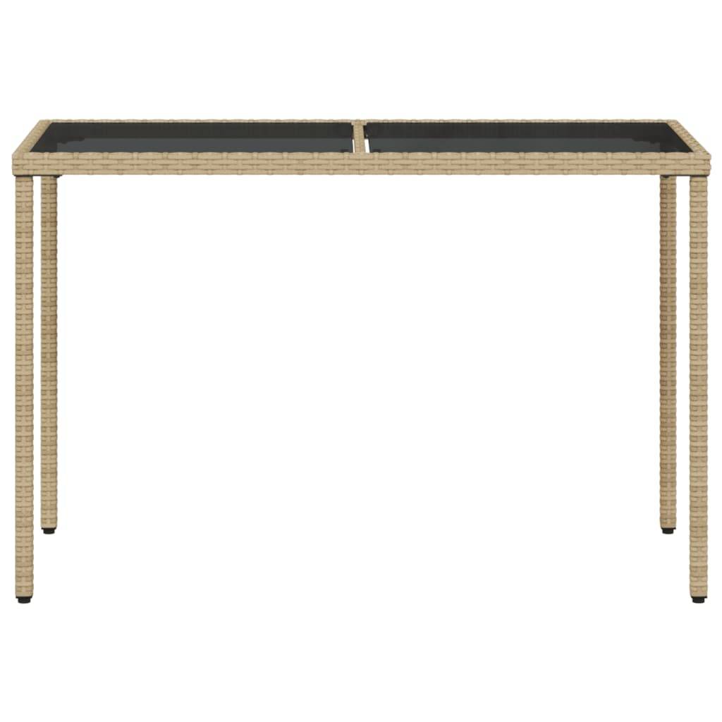 PANGIVO - Table de jardin poly rotin beige avec verre trempé 115 x 54 x 74 cm - PANGIVO - Image 4