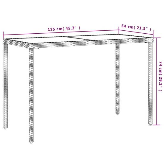 PANGIVO - Table de jardin poly rotin beige avec verre trempé 115 x 54 x 74 cm - PANGIVO - Image 10