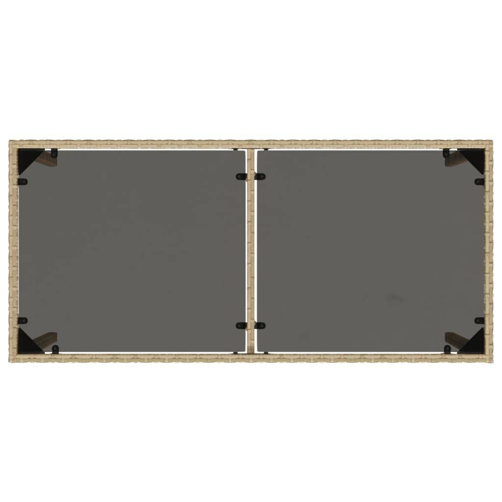 PANGIVO - Table de jardin poly rotin beige avec verre trempé 115 x 54 x 74 cm - PANGIVO - Image 7