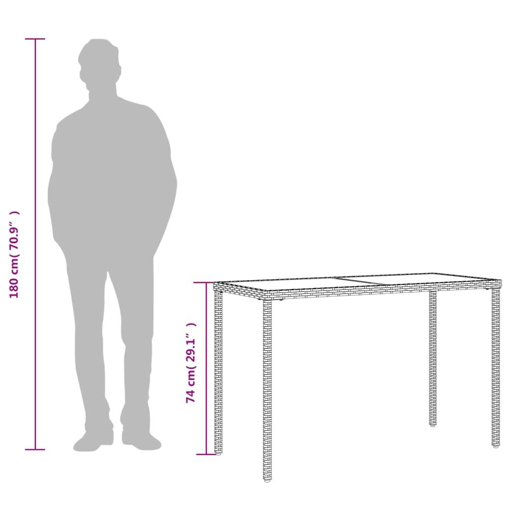PANGIVO - Table de jardin poly rotin beige avec verre trempé 115 x 54 x 74 cm - PANGIVO - Image 9