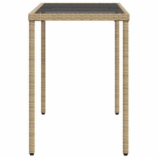 PANGIVO - Table de jardin poly rotin beige avec verre trempé 115 x 54 x 74 cm - PANGIVO - Image 5